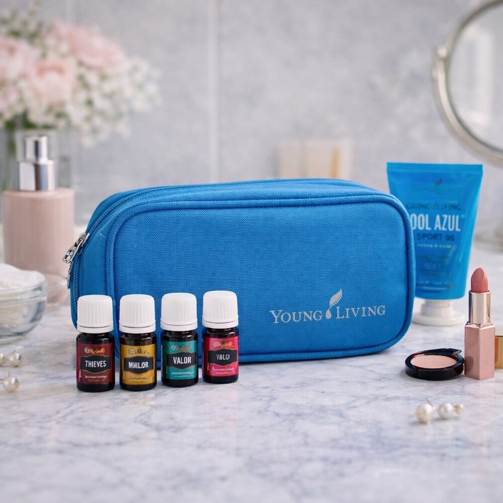 Young Living Blue Travel Organizer Carrying Essential Oil Cosmetic Bag